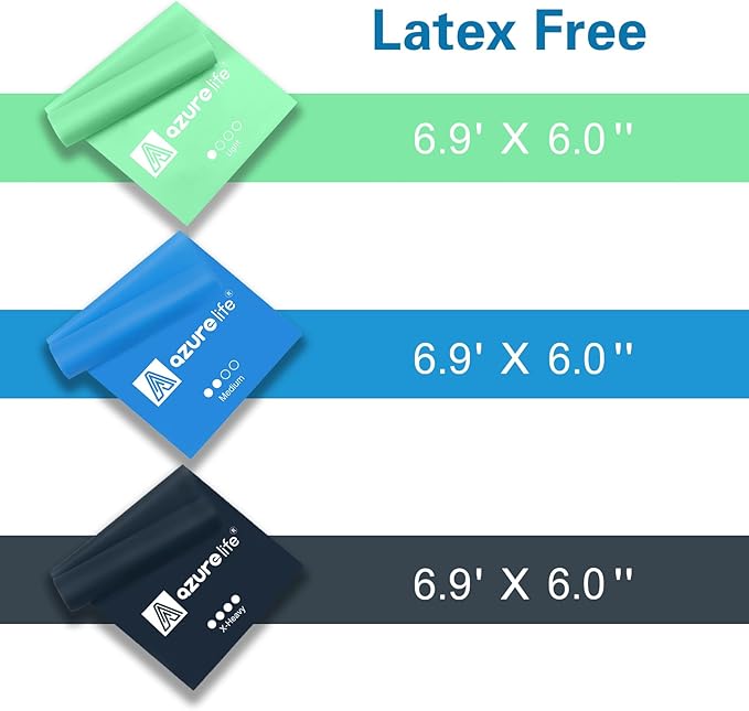 A AZURELIFE Resistance Bands,Professional Long Non-Latex Elastic Stretch Bands,Exercise Bands for Physical Therapy, Yoga, Pilates, Rehab, at-Home or The Gym Workouts, Strength Training
