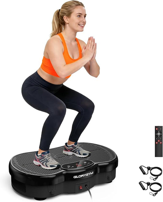 Vibration Plate Exercise Machine for Body Shaker Machine & Weight Loss, Shake Plate with Resistance Bands, 120 Speed Levels, Remote Control, Full Body Workout, Compact Home Gym Equipment
