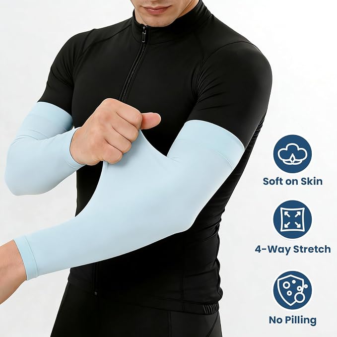 Mochabao 8 Pairs Soft Arm Sleeves, UV Sun Protection Cooling Compression Arm Covers for Outdoor Work, Sports, Men & Women