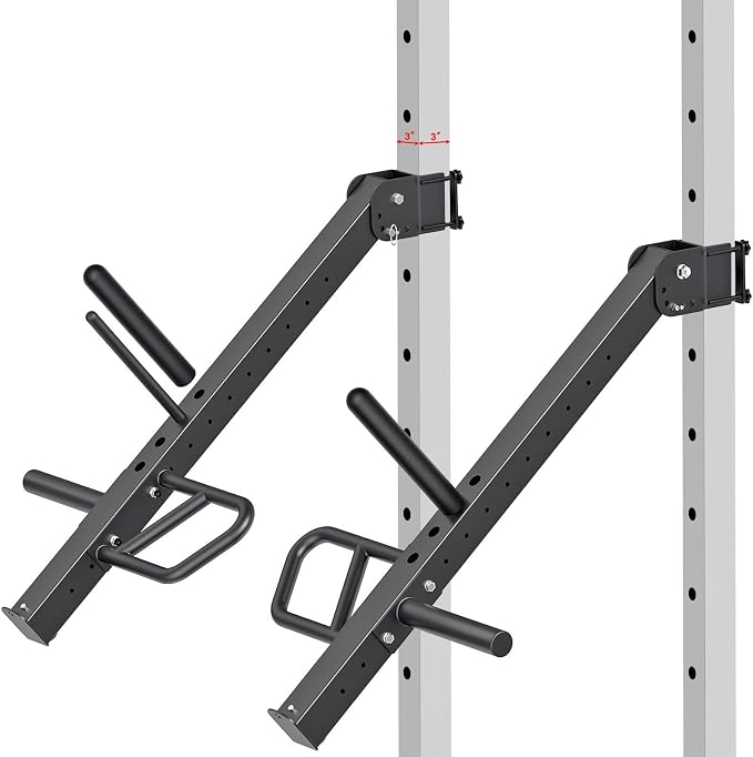 Kipika Power Rack Jammer Arms - Adjustable Height & Angle Lever Arm System for 2x2 or 3×3 Power Cages with 5/8" or 1" Holes - Fits 2-Inch Olympic Plates - 1 Pair