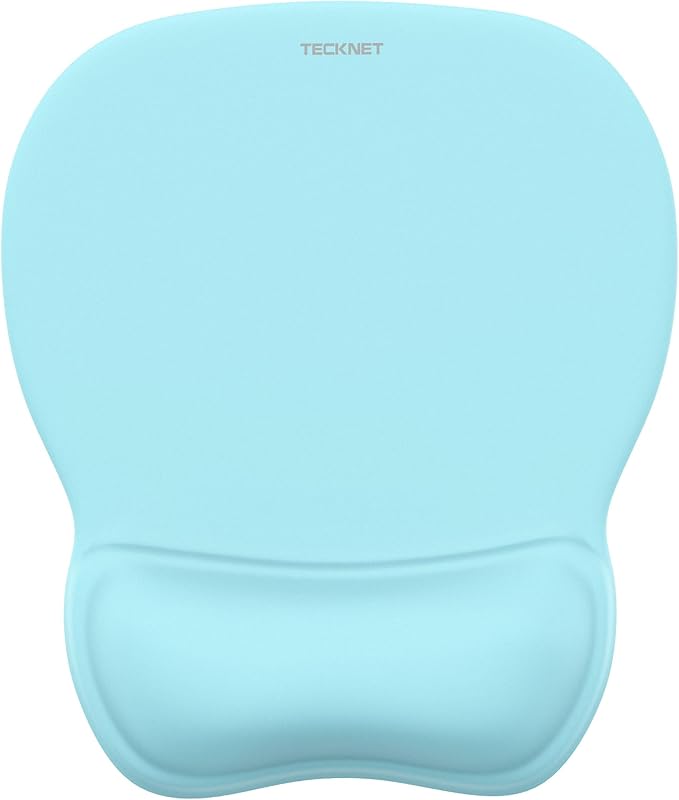 TECKNET Gel Ergonomic Mouse Pad with Wrist Rest, Non-Slip PU Base, LT.Blue | Comfortable Gel Cushion, Pain Relief, Smooth and Waterproof Surface, Mouse Pad with Wrist Rest for Office, Gaming and Study