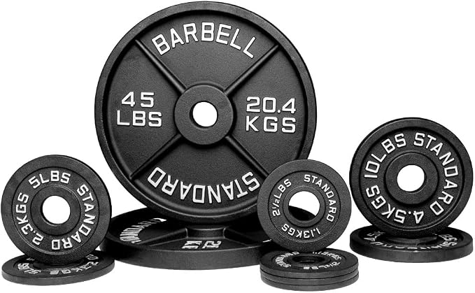 Weight Plate Pairs and Sets from Barbell Standard | Powder Coated & Extremely Durable | Fits 2" Olympic Barbells | 2% Tolerance Guarantee