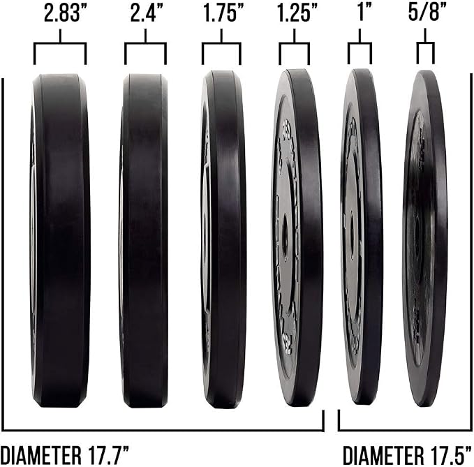 REP Fitness Rubber Bumper Plates, 5Lb to 370 lb Set Pairs, Olympic Standard Weights, Shock Absorbing Low Bounce Design, For Home Gyms, Fitness Centers, Strength Workouts, Barbell Use
