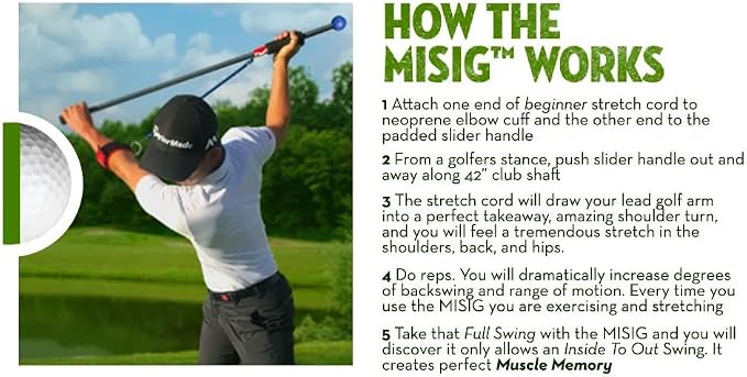 The Most Important Stretch in Golf - A Device, Golf Stretch, Golf Exercise, Golf Swing Train in One Motion. Perfect Practice Warm-Up. Shaft for Strength, Rhythm, Golf Stretching Device. Indoor/Outdoor