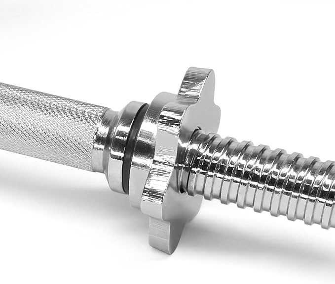 Yes4All Threaded Dumbbell Handles, Adjustable Dumbbell Bar Pair, 14/16/18/24-Inch Sizes, Fits 1" or 1.15" Plates, Non-Slip Grip, Secure Star-Lock Collars