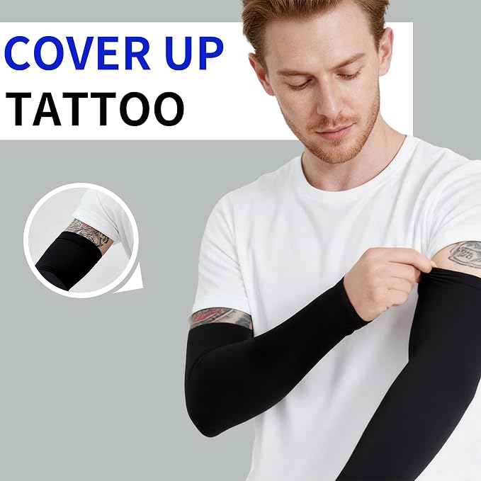 SHEVERCH Cooling Arm Sleeves Sun UV Protection Compression for Men Women | 2Pairs, UPF 50, Sports Compression,Tattoo Cover Up ,Fittness,Baseball,Basketball,Cycling,Hiking,Football,Outdoor