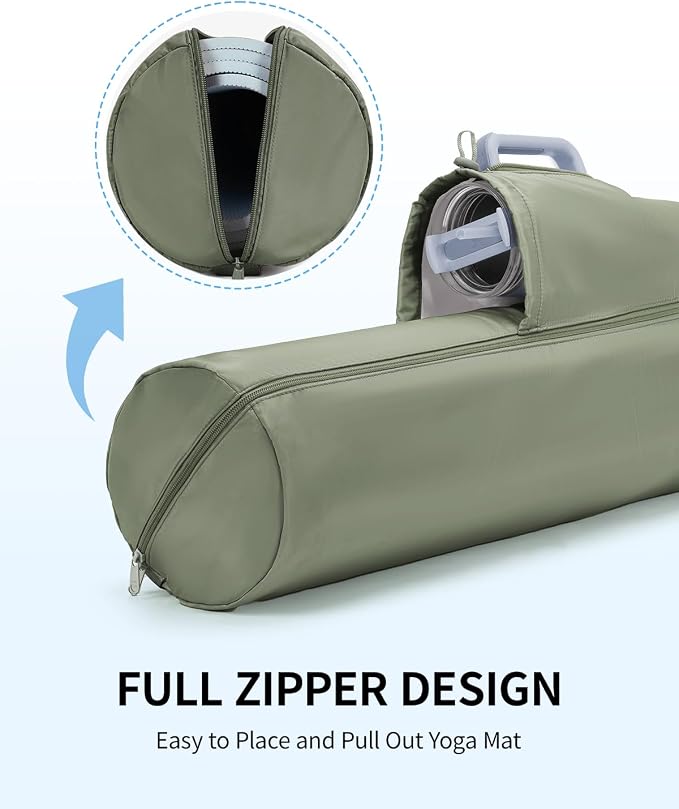 sportsnew Yoga Mat Bag, Full Zip Cargo Yoga Mat Carrier Bag with Drawstring Water Bottle Pocket and Bottom Wet Pocket, Exercise Yoga Mat Carrier Holder Multi-Functional Storage Bag Patent Pending