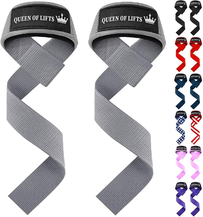 TECEUM Neoprene Padded Cotton Lifting Straps for Weightlifting, 1 Pair