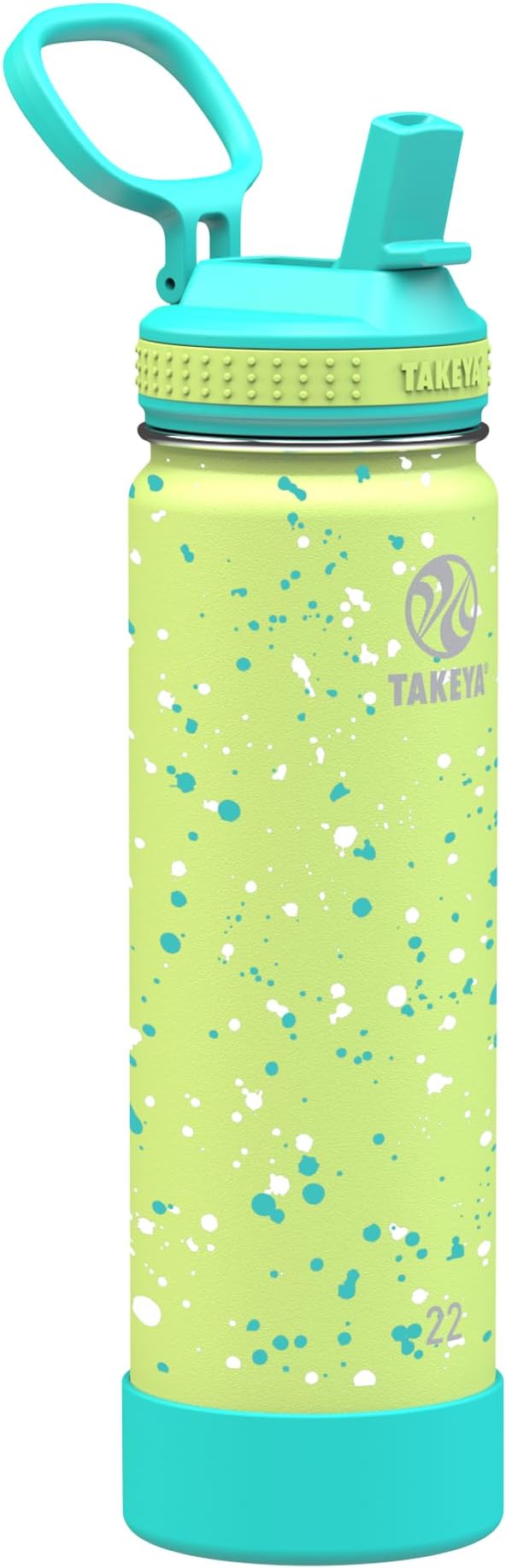 Takeya 22 oz Actives Stainless Steel Water Bottle with Straw Lid – Leakproof, Double-Wall Insulated, Keeps Drinks Cold 24 hrs/Hot 12 hrs, BPA-Free, Powder-Coated, Gym & Travel, Confetti Green Grass