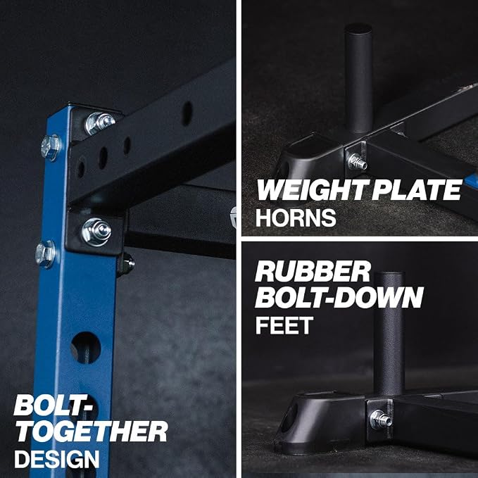Titan Fitness T-2 Series Short Power Rack, Skinny Pull Up Bar, Pin and Pipe Safeties, Standard J-Hooks, for Home Garage Gym Weightlifting and Strength Training