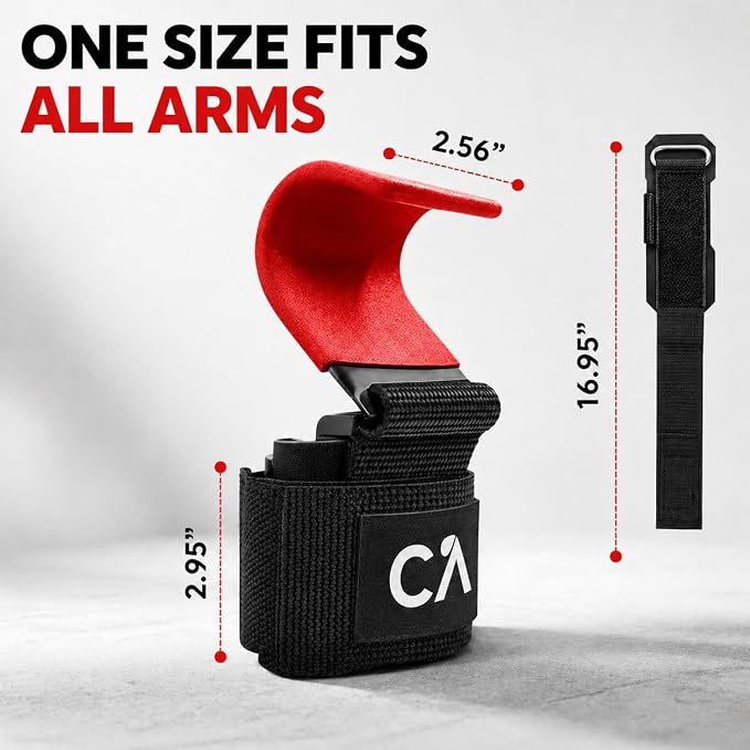 Weight Lifting Hooks (Pair) for Deadlifts, Pull Ups, Rows & Shrugs - Heavy Duty Gym Hooks with 8mm Padded Wrist Straps, Secure Grip Support for Weightlifting, Powerlifting & Strength Training