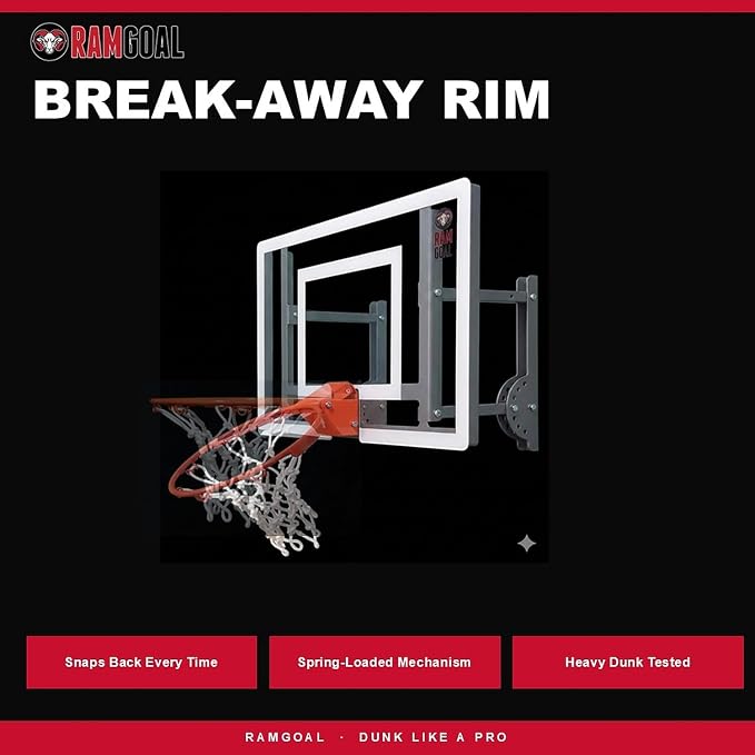 Wall Mounted Indoor Adjustable Mini Basketball Hoop with Ball | 24" Shatter Resistant Backboard with Professional Grade Breakaway Rim and Steel Reinforced Wall Mount Built for Slam Dunks