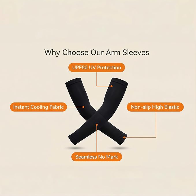 KUHNMARVIN 2 Pairs Arm Sleeves Compression UV Protection Cooling Sun Sleeves Tattoo Cover Up Basketball Arm Sleeves Football
