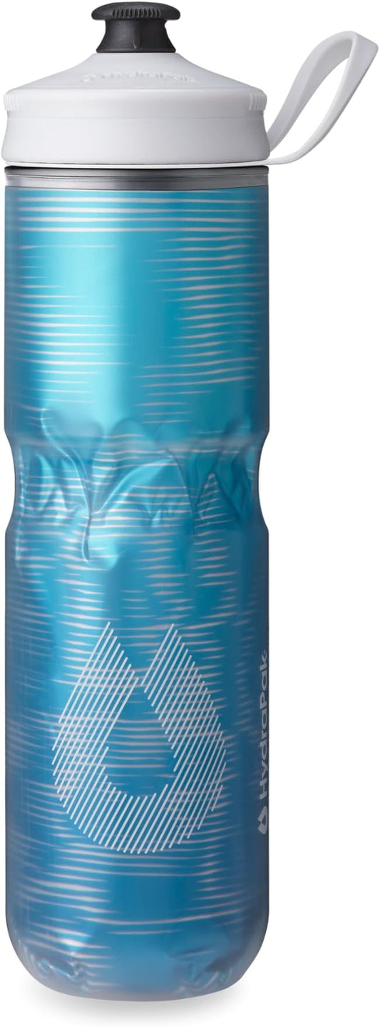 HydraPak Polar Sport Insulated Water Bottle (24oz, Pulse Blue) | High Flow, BPA Free, Tri-Layer Insulation, Leakproof, Dash Handle, Easy Squeeze, Self-Sealing Cap, for Sports
