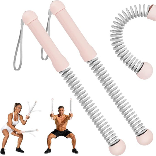 2PCS Ropeless Battle Ropes, Weighted Cordless Battle Ropes for Home Gym, Portable Silent Workout Rope Fitness Equipment for Full Body Toning, Low-Impact Workout, Strength & HIIT, Pink