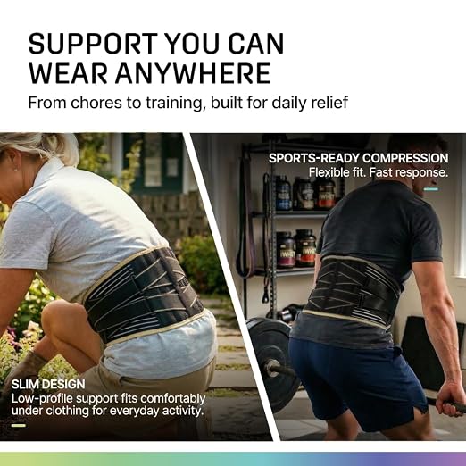 Modvel Back Brace for Lower Back Pain Women and Men – Lumbar Support Belt for Sciatica, Herniated Disc, Muscle Strain – Adjustable Breathable Work Brace with 6 Stays – Support for Posture
