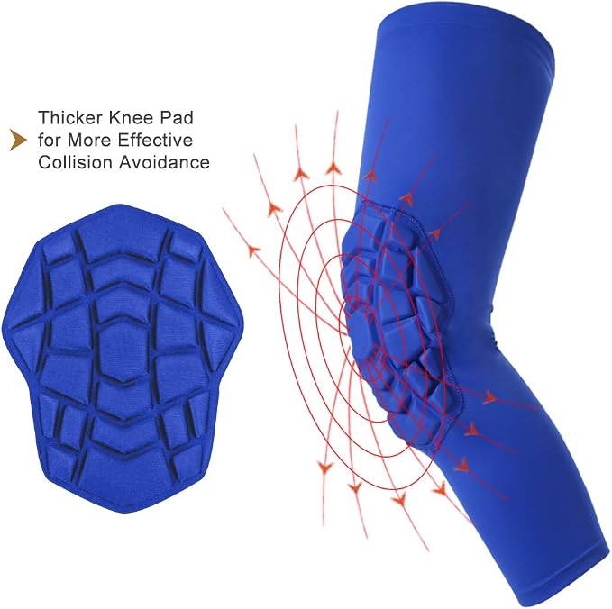 SZKANI Knee Pads Compression Leg Sleeve Knee Sleeve for All Sports Wrestling Protector Gear, 1 Pair of Knee Paded