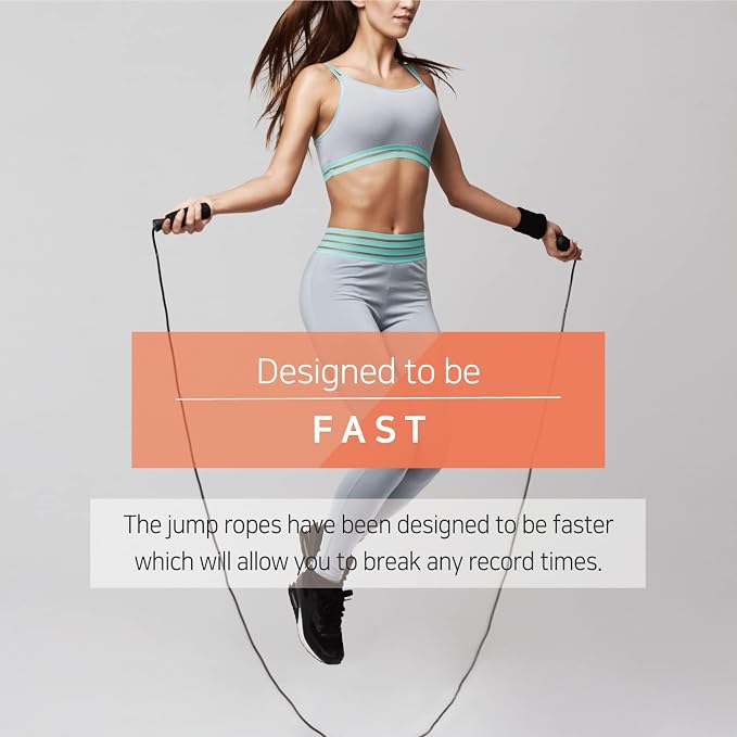 Skipping Jump Rope for Fitness Workout - Light Weight, Adjustable, Tangle Free, Excellent line control for Cardio Boxing, CrossFit, Training Exercise All Ages and Gender ( Special Luxury, KA-220, Made in Korea)