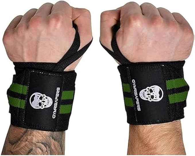 Gymreapers Weightlifting Wrist Wraps (IPF Approved) Professional Quality Wrist Support with Heavy Duty Thumb Loop - Best Wrap for Powerlifting Competition, Strength Training, Bodybuilding
