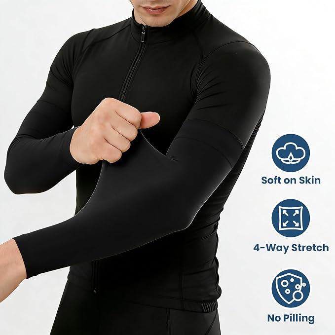 Mochabao 8 Pairs Soft Arm Sleeves, UV Sun Protection Cooling Compression Arm Covers for Outdoor Work, Sports, Men & Women