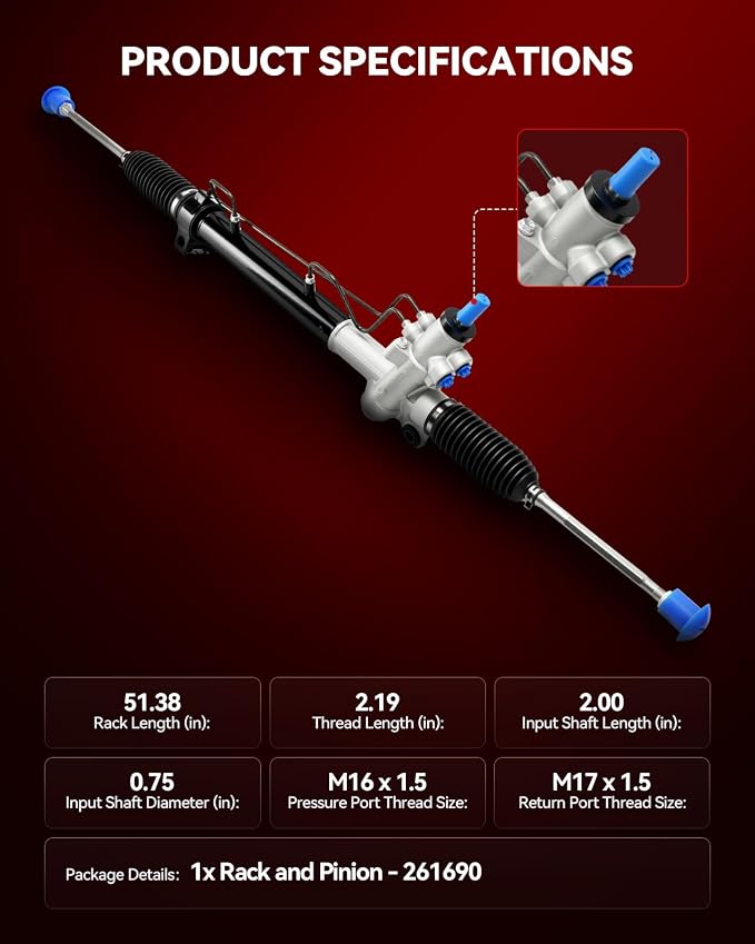 Torchbeam Power Steering Rack & Pinion Assembly Fit for 1997-1998 ES300, 1992-1999 Camry, 1997-1999 Avalon, Hydraulic System Steering, Replaces OEM 26-1690