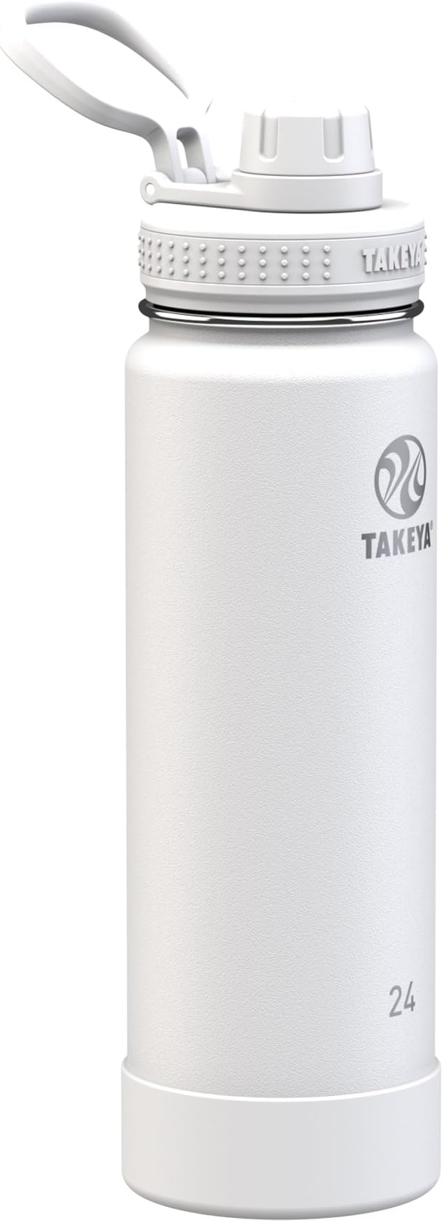 Takeya Actives Stainless Steel Water Bottle, Insulated Spout Lid, Keeps Drinks Cold 24 Hrs, Leakproof, Durable, Dishwasher Safe, Ideal for Gym, Travel, Fits Most Cup Holders, 24 oz/Arctic