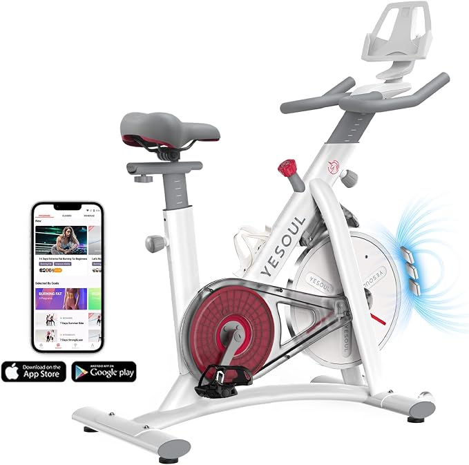 Yesoul Exercise Bike, Stationary Bike for Home with Magnetic Resistance | Smart Bluetooth Tracking, Quiet Magnetic Resistance, Tablet Mount and 350 lb Capacity for Home Gym Cycling Workouts