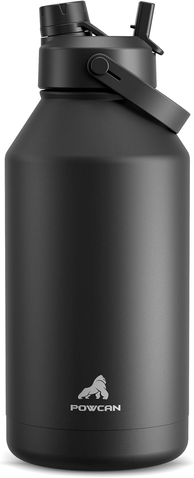 POWCAN 64 oz Insulated Water Bottle with 2-in-1 Straw and Spout Lid, Keep Cold 24H, Leak-Proof, BPA-Free, Double Wall Stainless Steel Water Bottle for Sports, Gym, Travel, and School (Dark Knight)