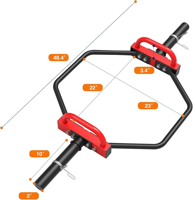 Hex Trap Bar 2-Inch Olympic Weightlifting Barbell,48.6" Deadlift Bar for Squats,Shrugs,Push-Ups,400Lbs Weight Capacit Suitable Home Gym Equipment Workouts for Beginners,Women,Men-Multiple Colors