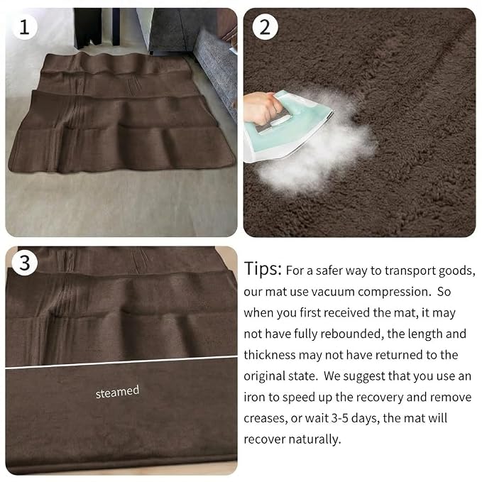 Baby Play Mat for Floor,1.3" Thick Elasti-Foam 74"×50" Playpen Mat, Non-Toxic Certified Water-Repellent Coral Velvet, Non-Slip Safe Crawling Mat for Tummy Time, Toddler & Infant(Dark Brown)