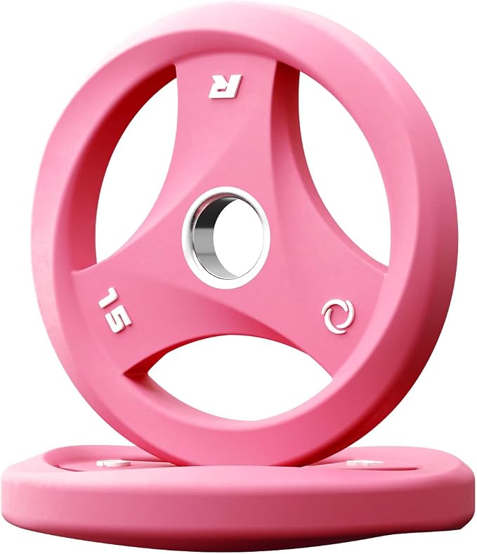 RitFit AURASPIN Olympic Grip Plates, Easy-Grip Curved Design for Home Gym | PU Coated with Curved Grip, Tri-Hole Design for Balanced Lifting, Olympic 2-Inch Bore for Home Gym
