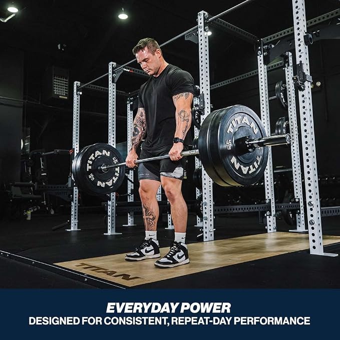 Titan Fitness Performance Series 20 KG Olympic Bar, 700 LB Capacity, 28mm Shaft, Chrome Finish, Bronze Bushings and Precision Medium Volcanic Knurling, Olympic Strength Training Barbell