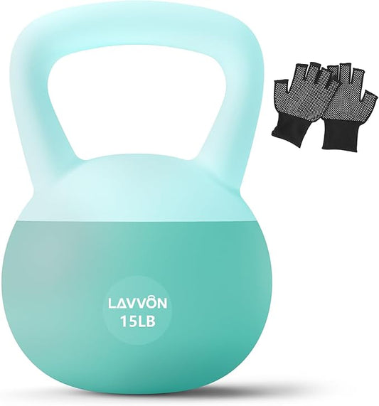 Soft Kettlebell - Cushioned Impact-Resistant Base and Anti-Slip | Kettle bell Anti-Slip Grip Weight for Home Workouts, Safe Strength Training Kettlebells Sets for Women& Men - Non-Slip Gloves