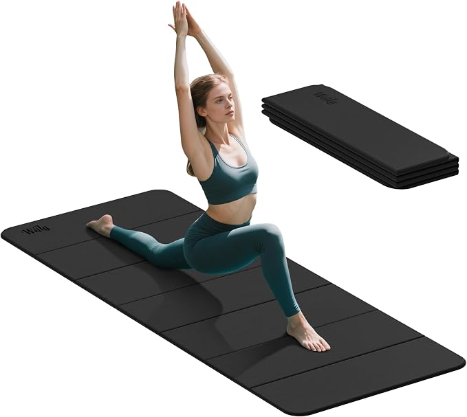 Foldable Yoga Excercise Mat 71"L x 24"W, Odourless Light Weight POE Mat For Home Fitness and Gym Workouts, 1/4 inch Non-slip design for All Types of Yoga Pilates