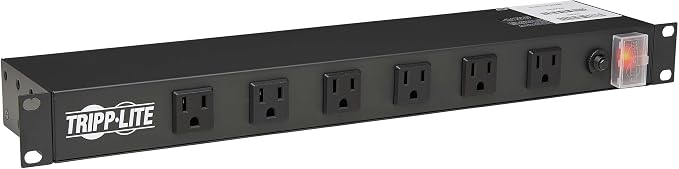 Eaton Tripp Lite 12-Outlet 1U Rack Mount Power Strip PDU, Six Front & Six Rear Facing Outlets, 15A, 120V, 15ft Extension Cord with Flat Plug, Rackmount for DJ Equipment and Server Racks (RS1215-RA)
