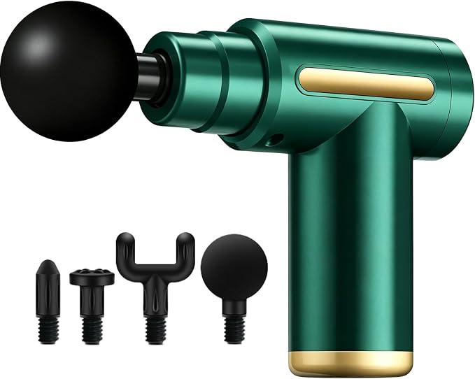 Massage Gun, Electric Massager, Suitable for Whole Body to Relieve Fatigue, Replaceable Massage Head Impact Massager, The Best Choice for Gift Giving (Green-720)