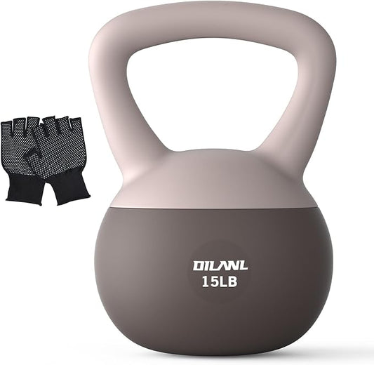 Soft Kettlebell, Safe Strength Training Kettle bell, Cushioned Impact | Resistant Base and Anti-Slip Grip Weight, Kettlebells Set for Home Workouts and Men/Women/Beginners,With Non-slip Gloves