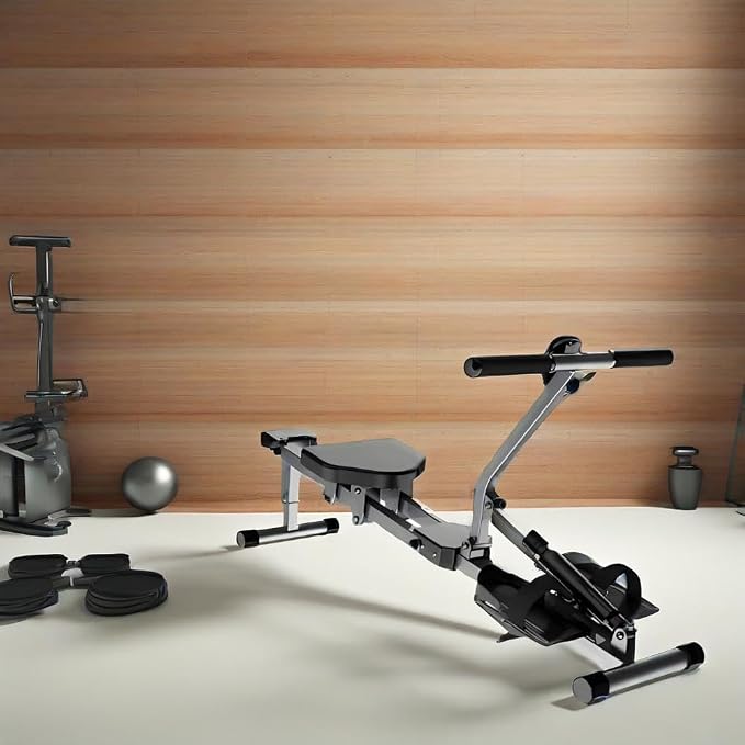 Foldable Rowing Machine, 12-Level Hydraulic Rower for Home Gym | 300LBS Capacity Compact Rowing Machine with LCD Display, Full Body Workout Equipment for Home Exercise & Cardio Training