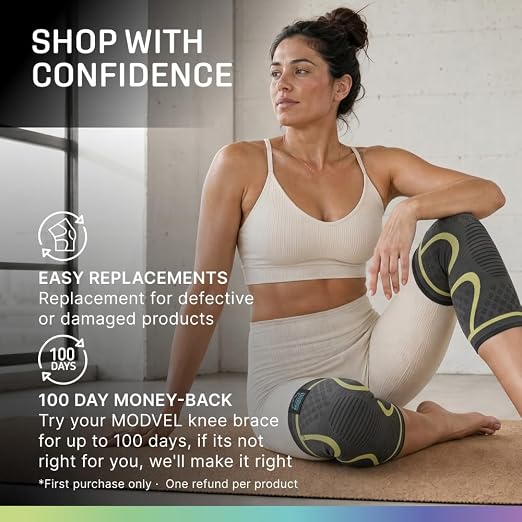 Modvel 2 Pack Knee Brace for Women - Knee Support for Walking, Knee Compression Sleeves for Pain Relief, Knee Sleeves for Women, Knee Brace for Sports, Workouts & Arthritis