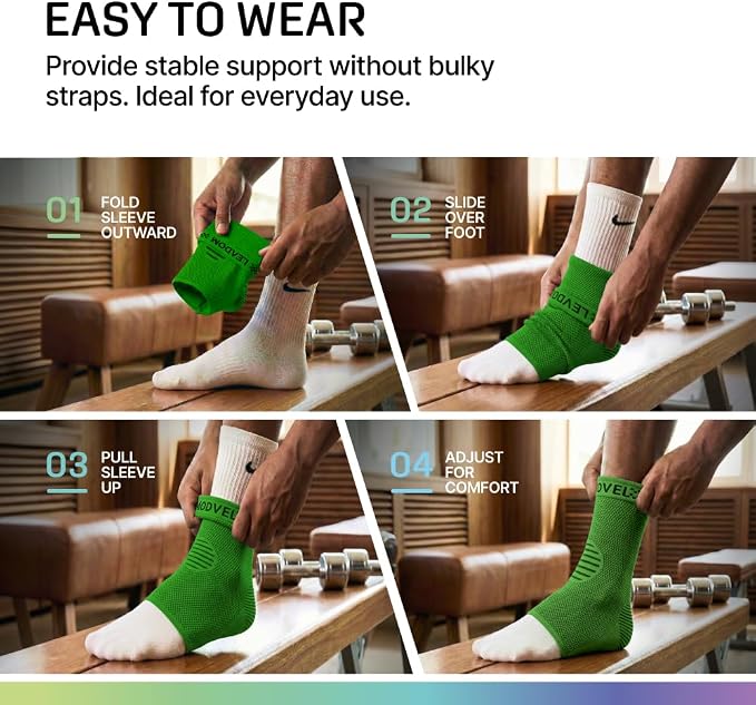 Modvel Foot & Ankle Brace Socks for Sprained Ankle Compression Sleeve - Foot Support for Women & Men - Tendonitis & Arthritis Ankle Brace Sports Running, Torn Ligaments & Women Stabilizing Ankle Wrap