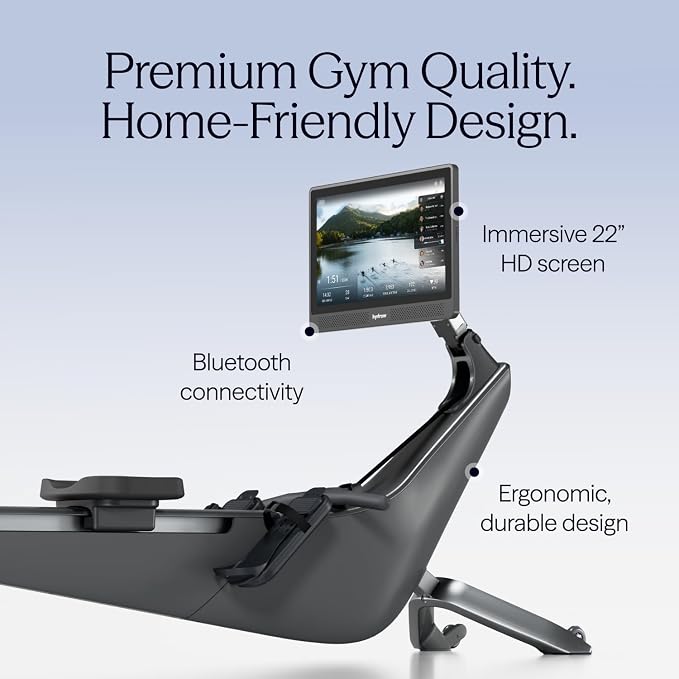 Hydrow Origin Rowing Machine for Home with Immersive 22'' Rotating HD Touchscreen - Live Row Machine Home Workout, Magnetic Drag Technology, 375lb Weight Capacity Rower - 30-Day Trial & Year Warranty
