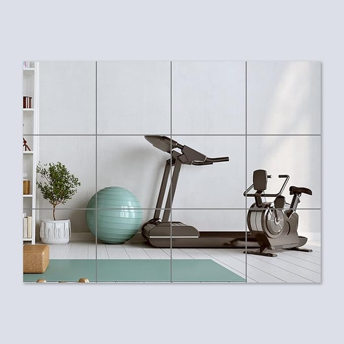 Full Length Wall Mirror Tiles - 12 PCS, 14x12 Inch Frameless Mirrors for Bedroom, Home Gym, Bathroom, Door – Shatterproof Mirror Tiles