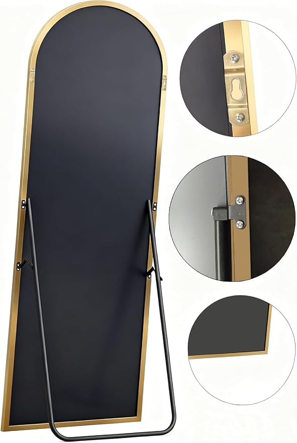 Arched Full Length Mirror 71"x32" Black | Aluminum Frame Shatterproof Glass, Freestanding Leaning Wall Mounted Mirror for Bedroom Living Room Entryway, Modern