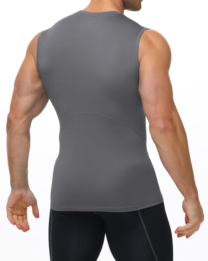 Mens Sleeveless Compression Shirt Athletic Workout Tank Top Quick Dry Muscle Base Layer Undershirt Gym Running