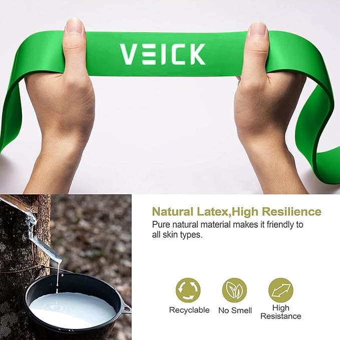 VEICK Pull Up Assist Resistance Bands for Home Gym | 100% Natural Latex, Non Slip Leather Texture, Space Saving, Versatile for Full Body Training, Home Gym