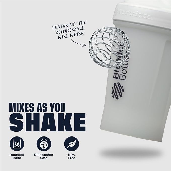 BlenderBottle Classic V2 Plastic Shaker Bottle 20 oz White