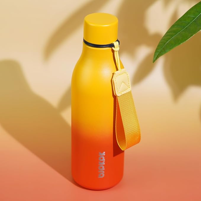 BJPKPK 18oz Insulated Water Bottle, Stainless Steel Bottle with Carry Strap | Keep Cold & Hot Vacuum Insulation, Leak-Proof BPA-Free Design, Slim Bottle Fits Most Cup Holders for Gym, Office & Travel