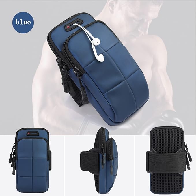 Prime Comfort Phone Holder, Arm Bands for Workout, Use for Running, Walking, Hiking & Biking (Blue)
