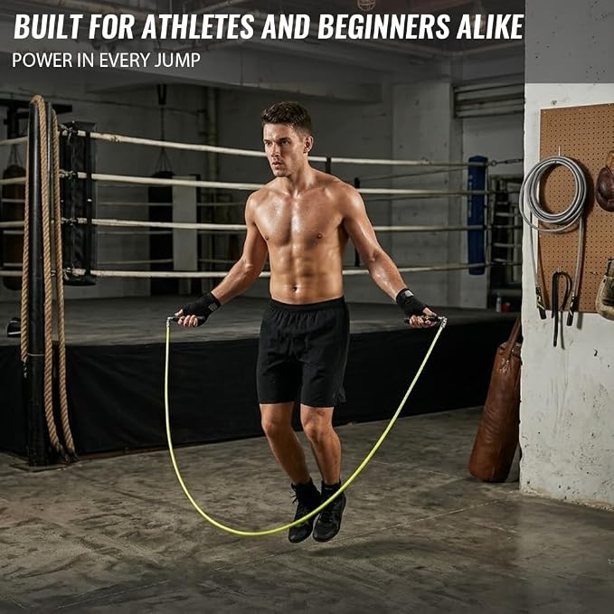 Weighted Jump Rope for Men & Women, 1/4lb 1/2lb Interchangeable Weighted Rope, Ball Bearing Adjustable Length, Tangle Free Storage Golf-Grade Grip, Skipping Rope for Weight Loss
