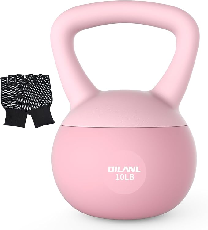 Soft Kettlebell, Safe Strength Training Kettle bell, Cushioned Impact | Resistant Base and Anti-Slip Grip Weight, Kettlebells Set for Home Workouts and Men/Women/Beginners,With Non-slip Gloves